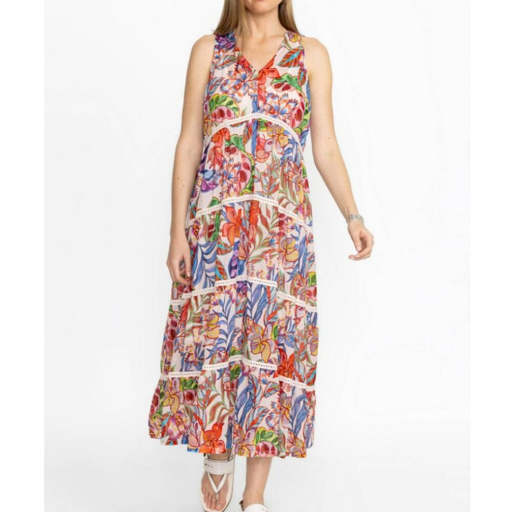 Johnny Was Chevron Tiered Midi Dress